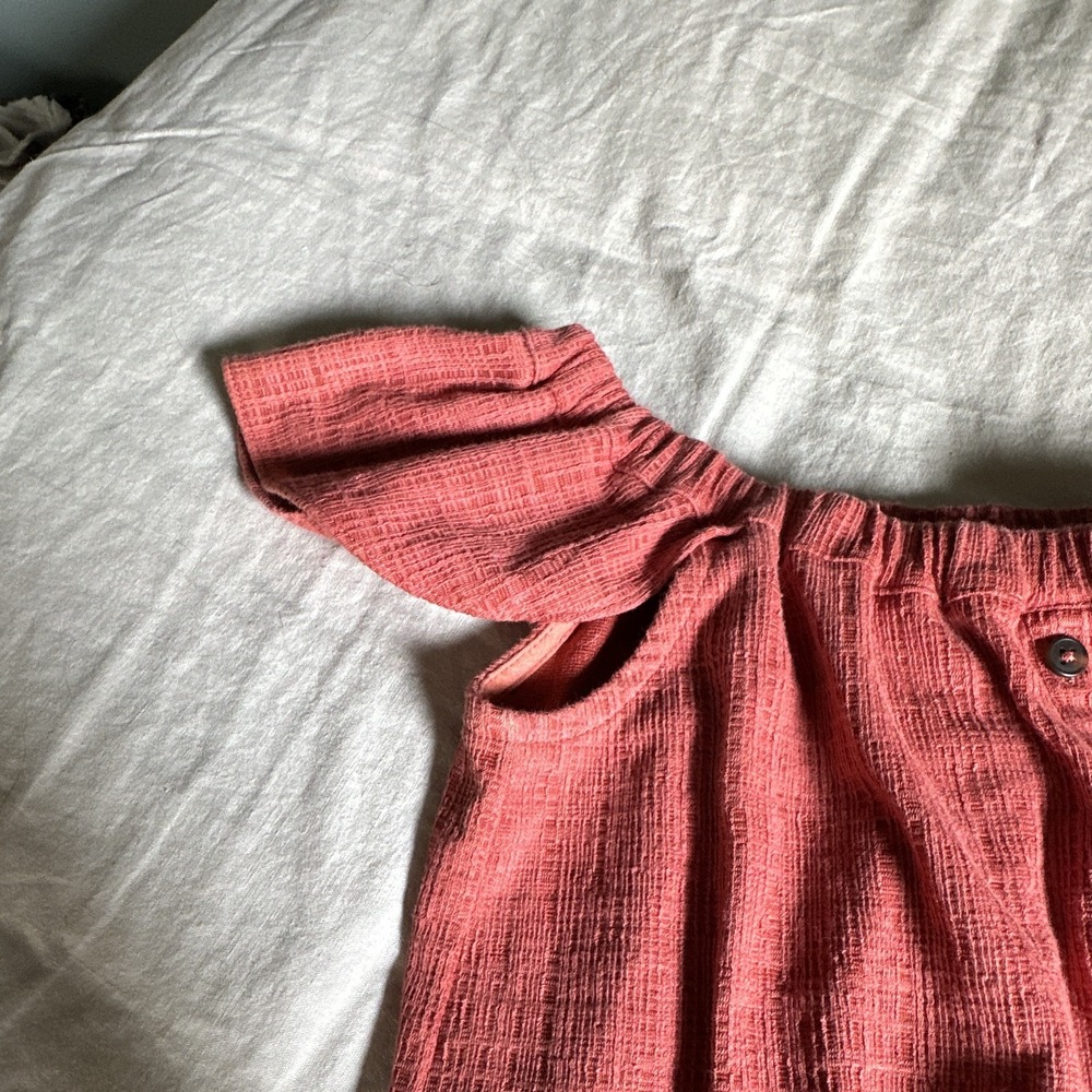 Madewell Texture & Thread Off Shoulder Mini Dress XXS Spiced Rose - Picture 4 of 6